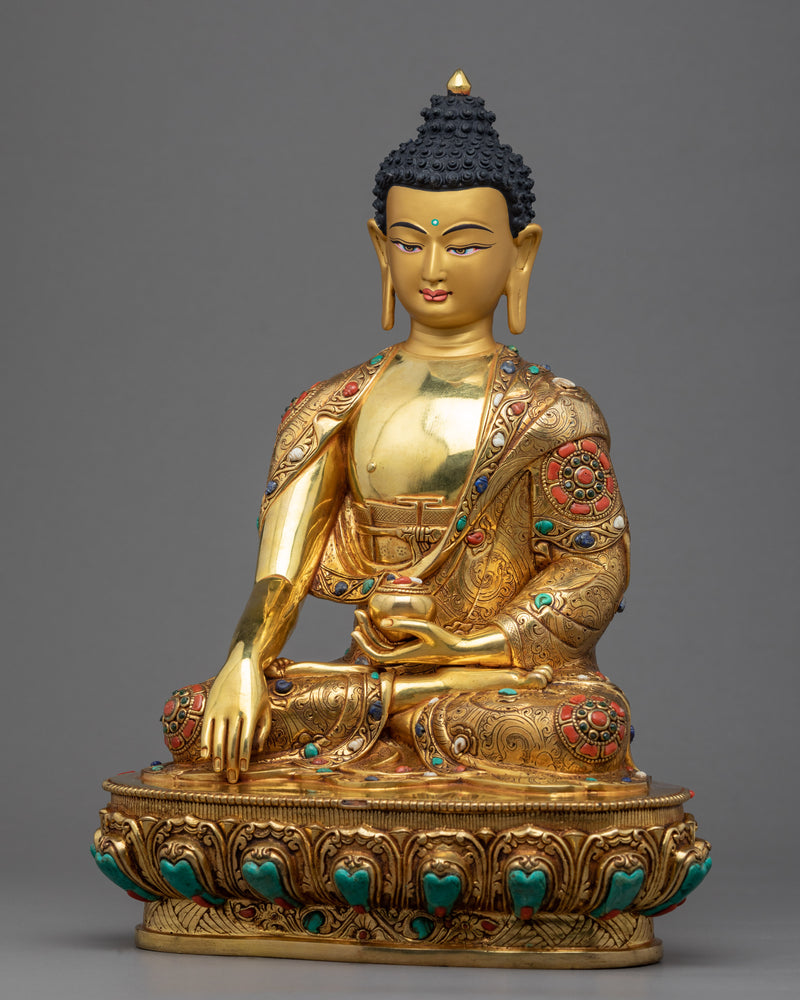 Gold Gilded Buddha hand Sculpture | Traditional Himalayan Art