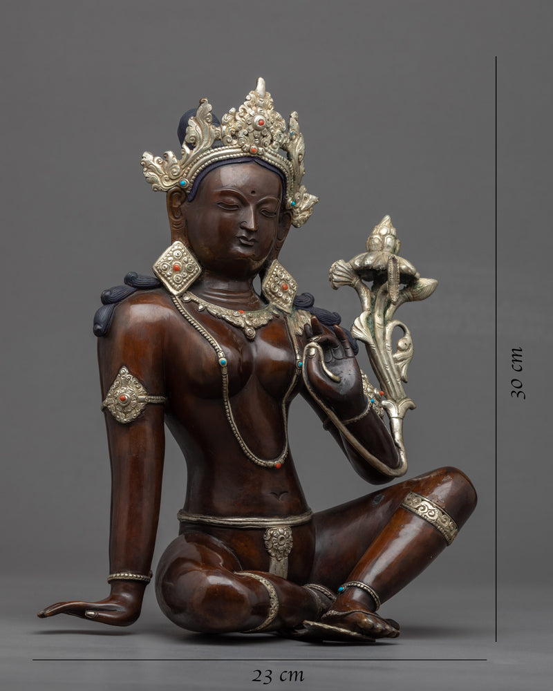 Tara Green Goddess Statue | Traditionally Hand Carved Art