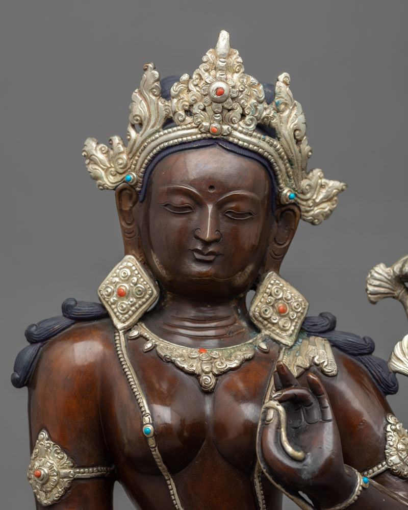 Tara Green Goddess Statue | Traditionally Hand Carved Art