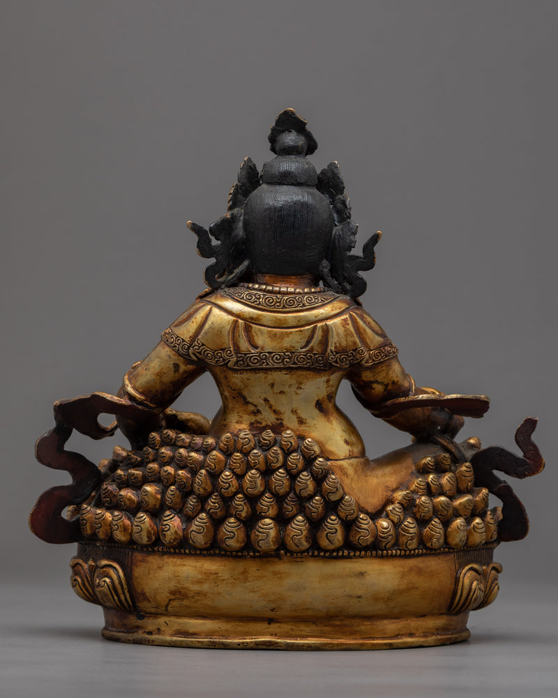 Antique Yellow Dzambhala Statue | Tibetan Art Plated with Gold