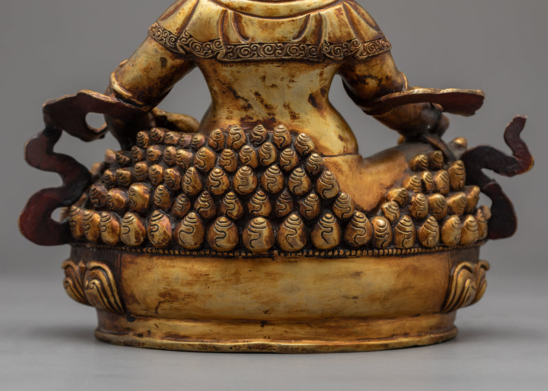 Antique Yellow Dzambhala Statue | Tibetan Art Plated with Gold