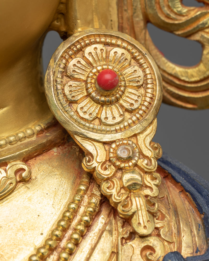 White Tara Symbolism Sculpture | Tibetan Art Plated with Gold