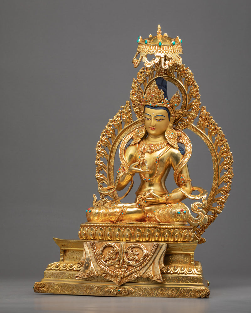 Guru Vajrasattva Statue | Hand Carved Traditional Art On Throne Set