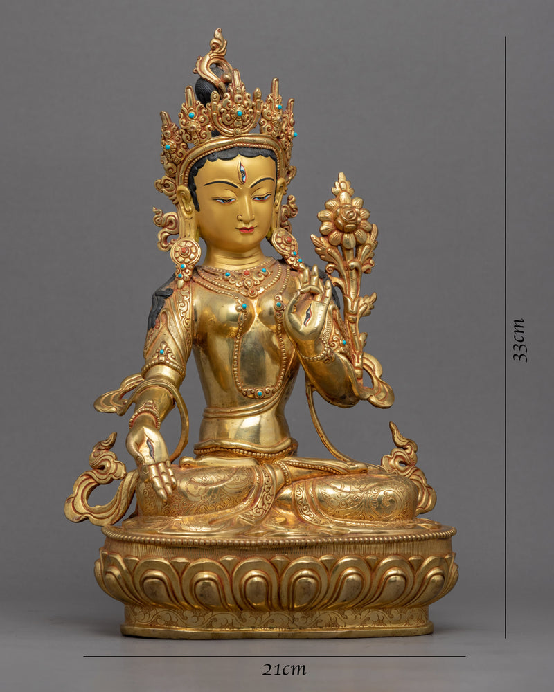 White Tara Buddha Statue | Gold Plated Himalayan Art