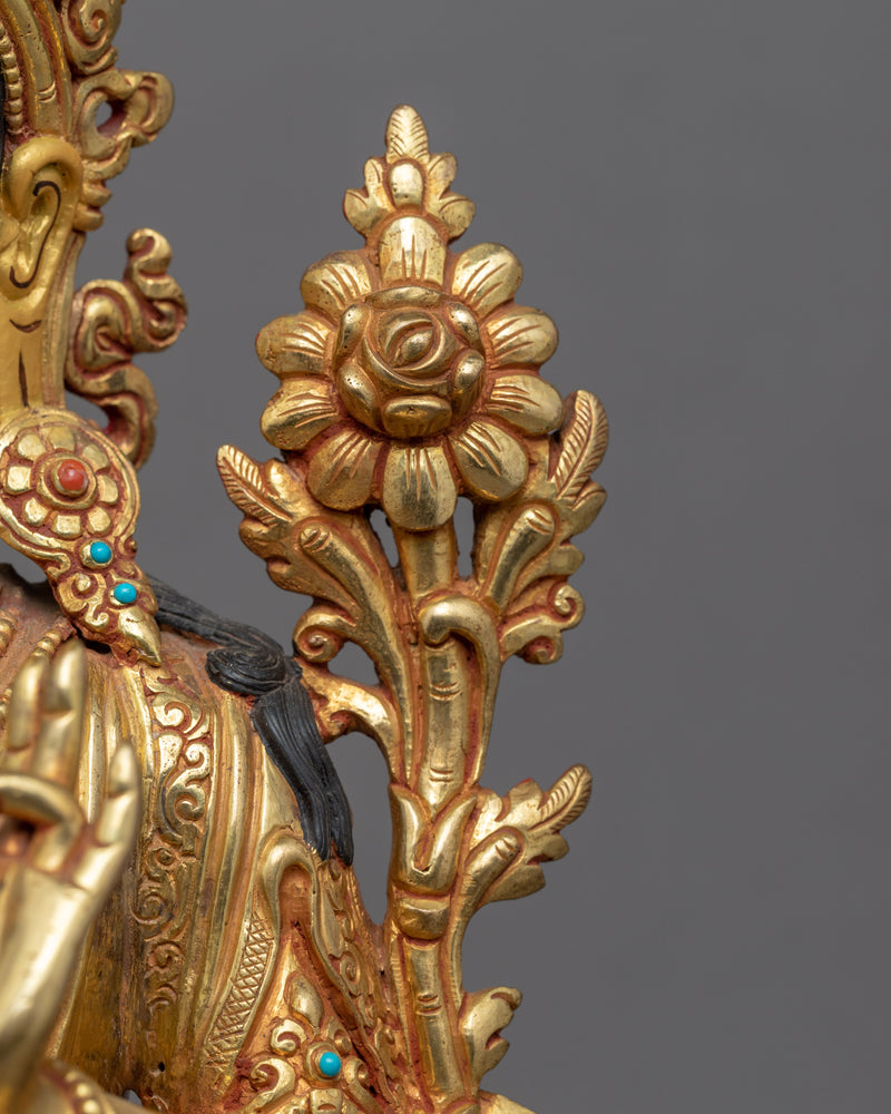 White Tara Buddha Statue | Gold Plated Himalayan Art