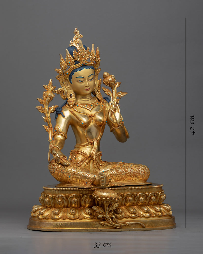 Green Tara Guided Meditation Statue | Highly Revered Mother Of Buddha Art