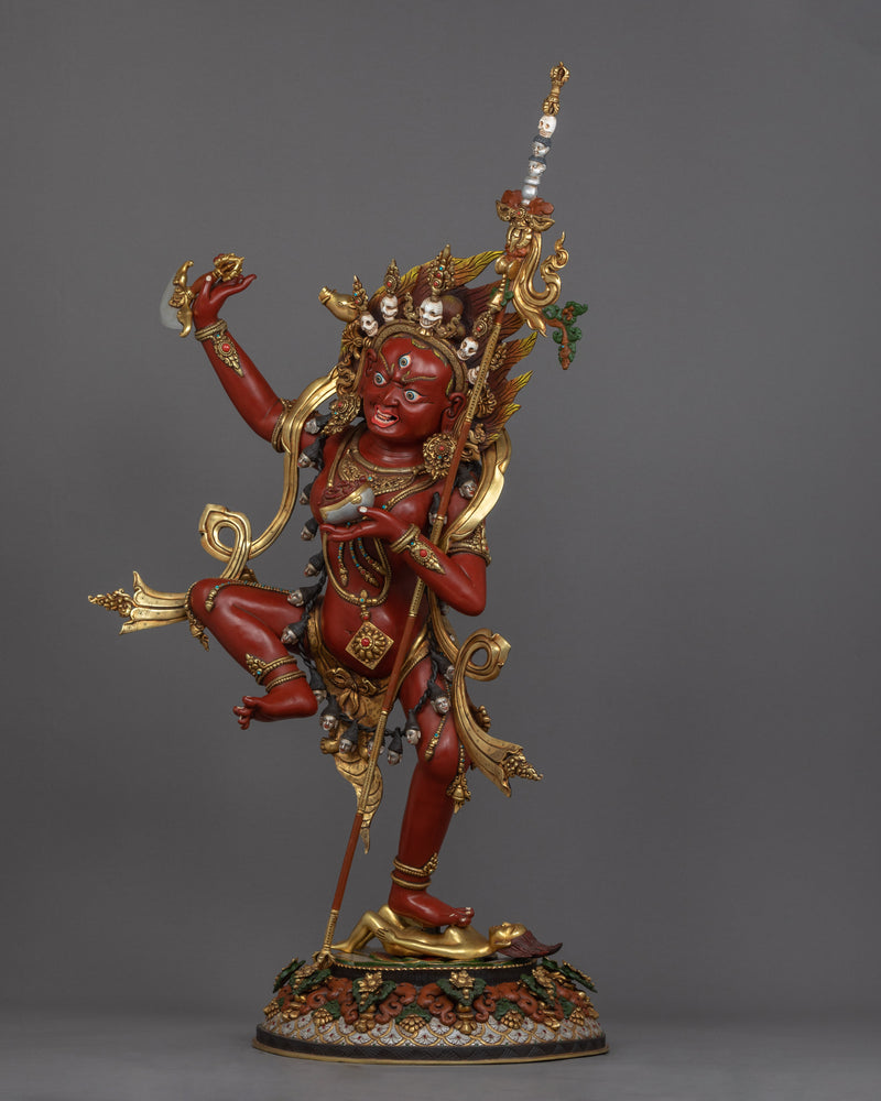 Standing Dorje Phagmo Statue | Tibetan Art Plated with Gold