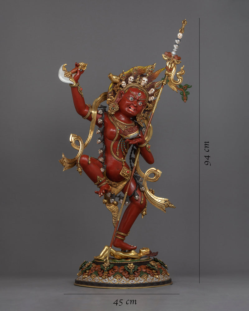 Standing Dorje Phagmo Statue | Tibetan Art Plated with Gold