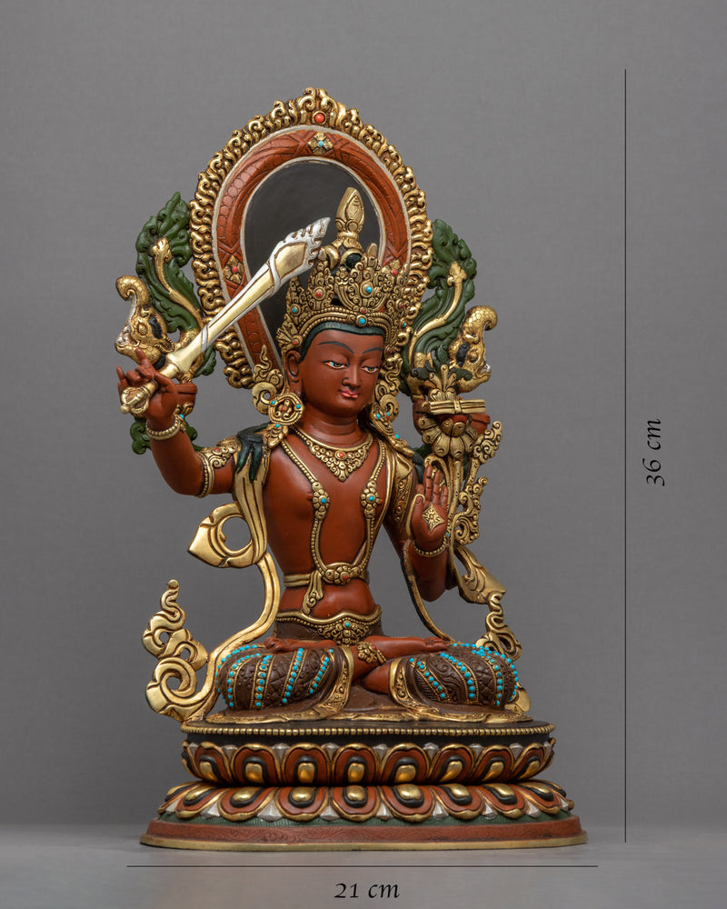 Bodhisattva Of Wisdom Manjushri Statue | Traditional Buddhist Deity Sculpture