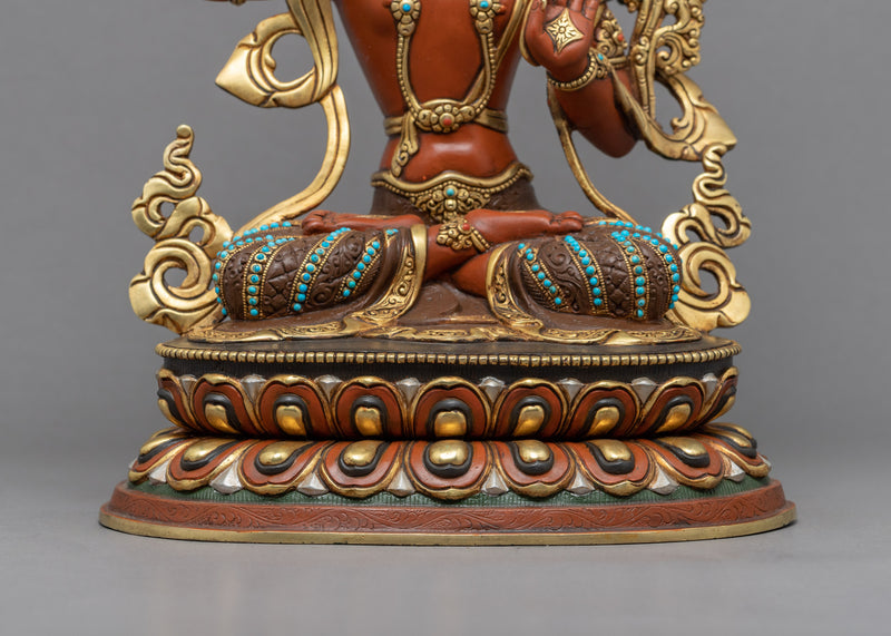 Bodhisattva Of Wisdom Manjushri Statue | Traditional Buddhist Deity Sculpture