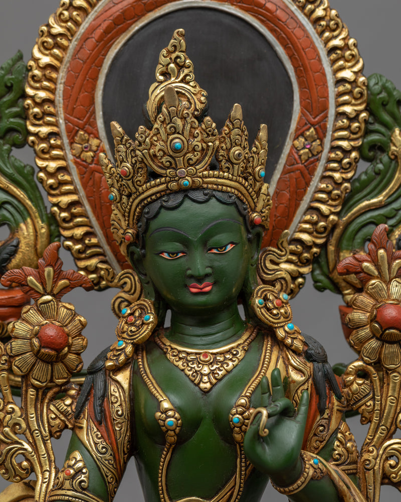 Traditional Shyamatara Statue | Buddhist Green Tara Artwork