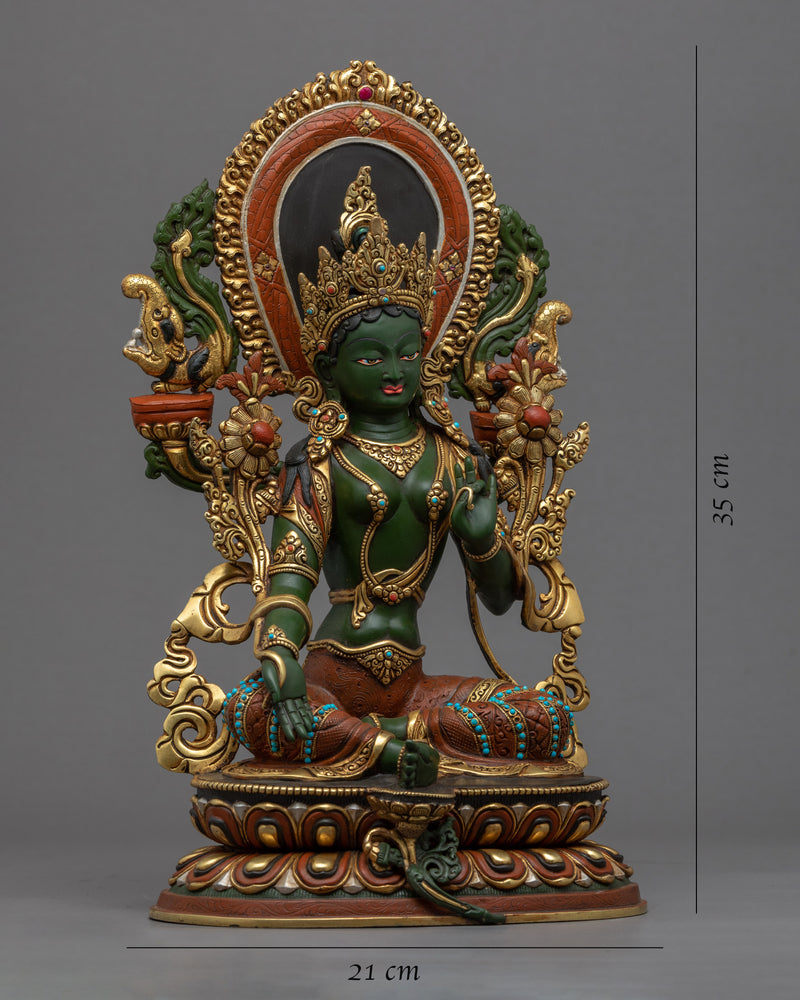 Traditional Shyamatara Statue | Buddhist Green Tara Artwork