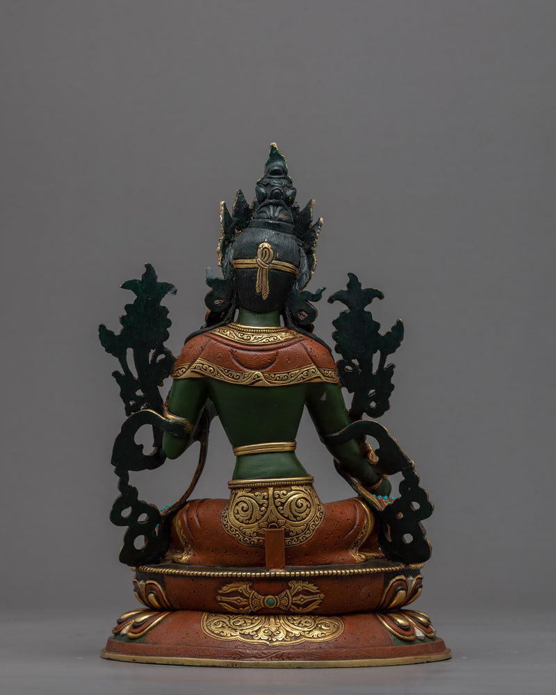 Traditional Shyamatara Statue | Buddhist Green Tara Artwork