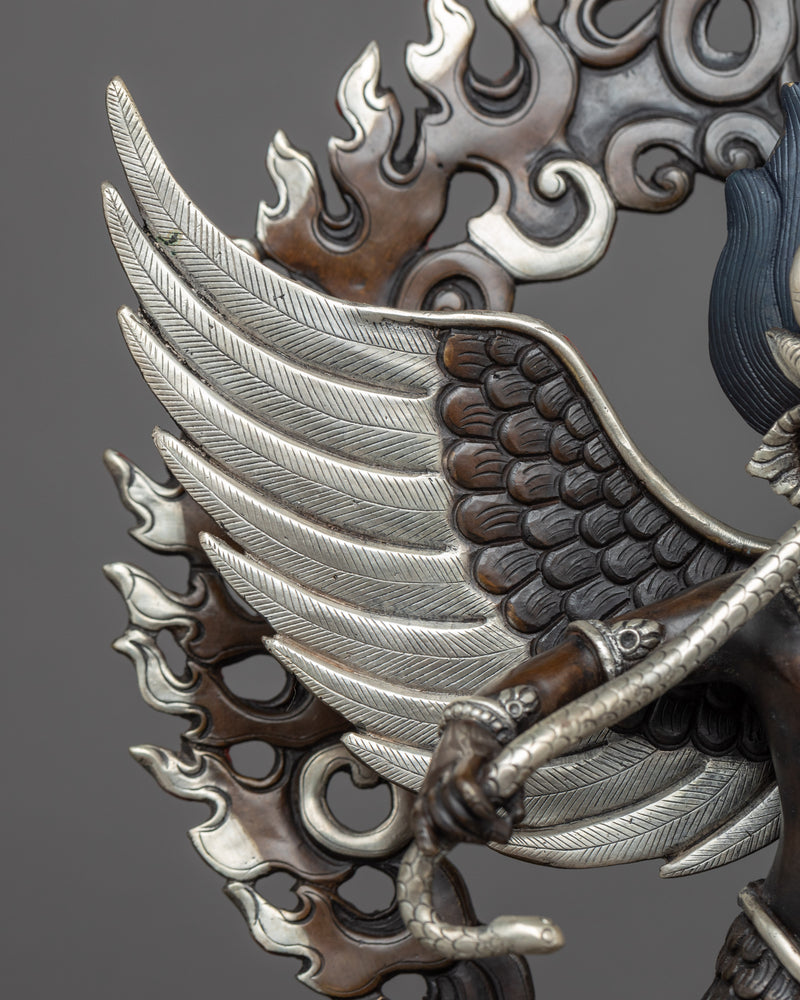 The Garuda Statue | Tibetan Art Plated with Silver