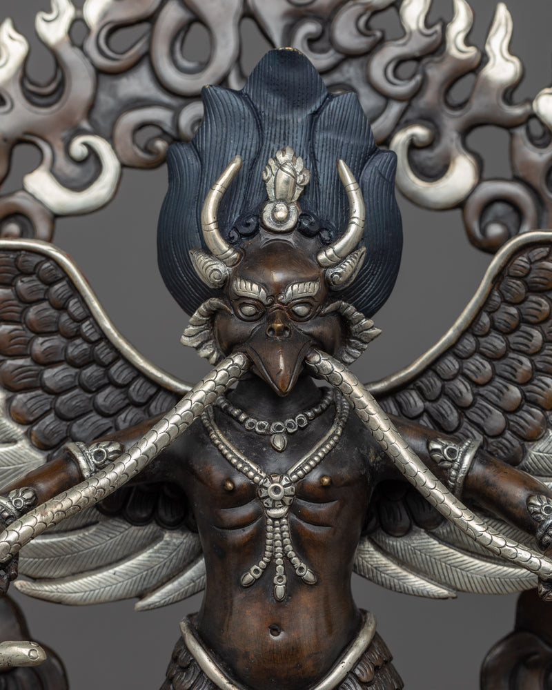 The Garuda Statue | Tibetan Art Plated with Silver