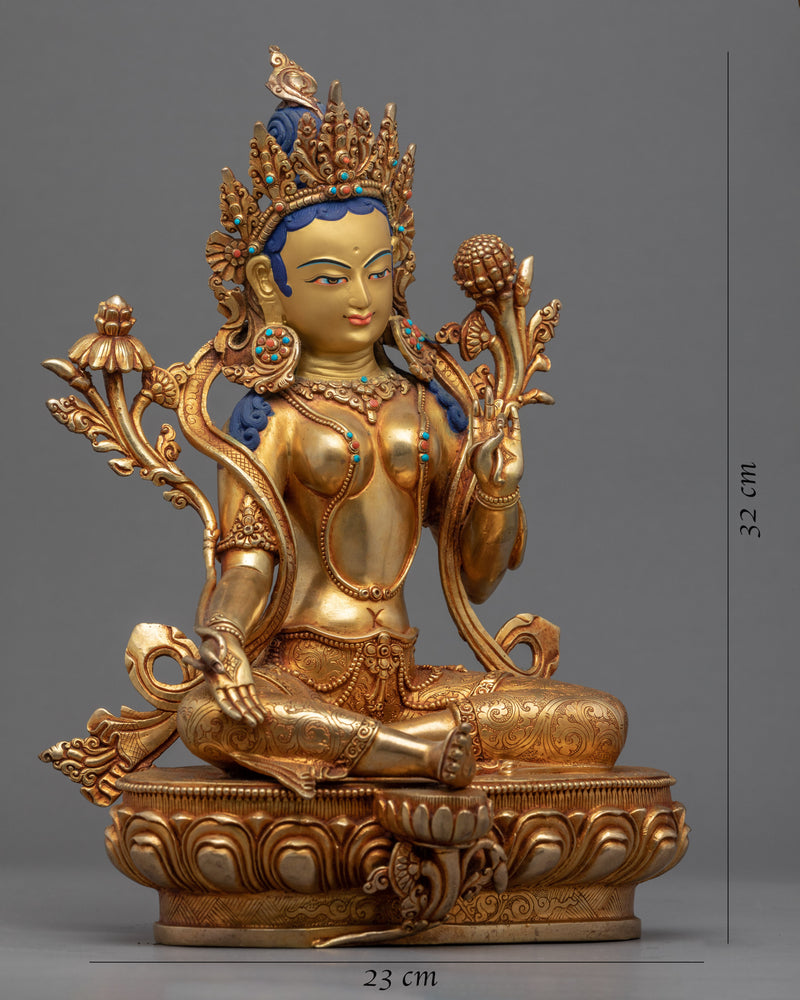 Tara Buddha Statue | Hand-Carved Mother Green Tara Artwork