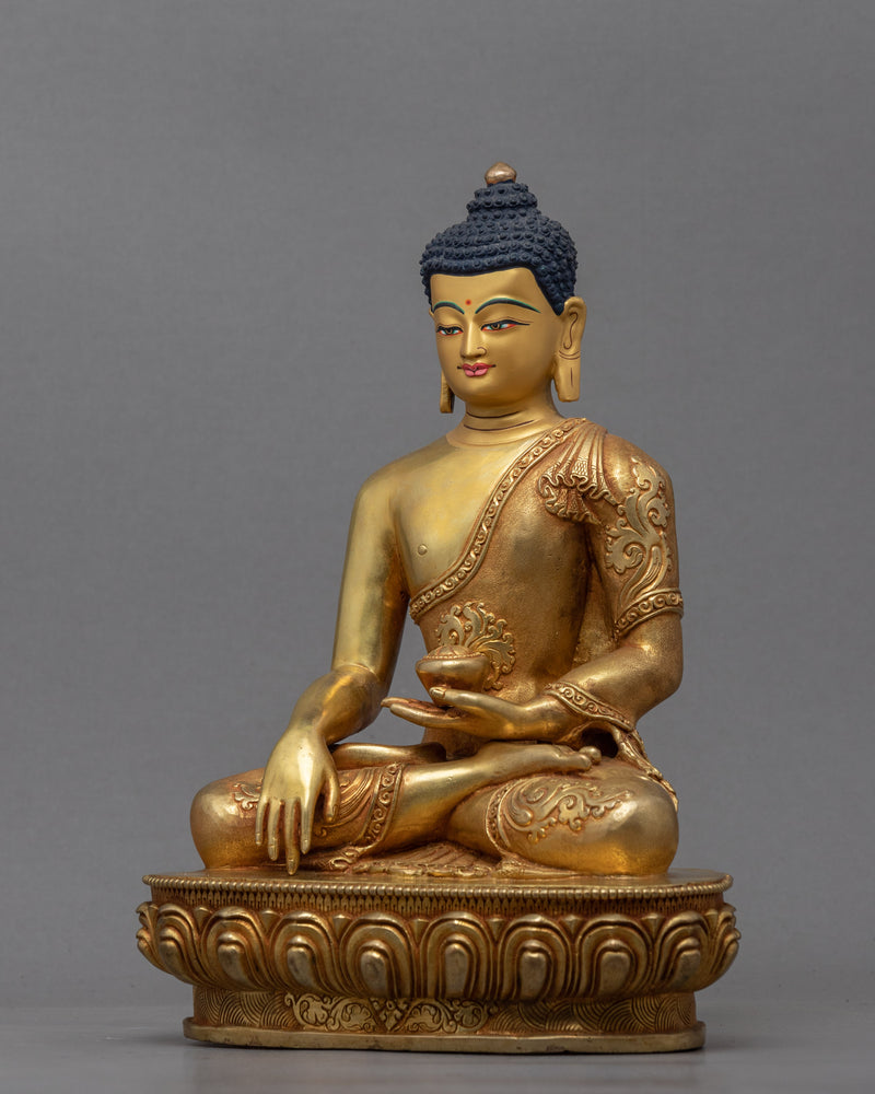 Nepal Buddha Sculpture | Gold Gilded Statue For Meditation