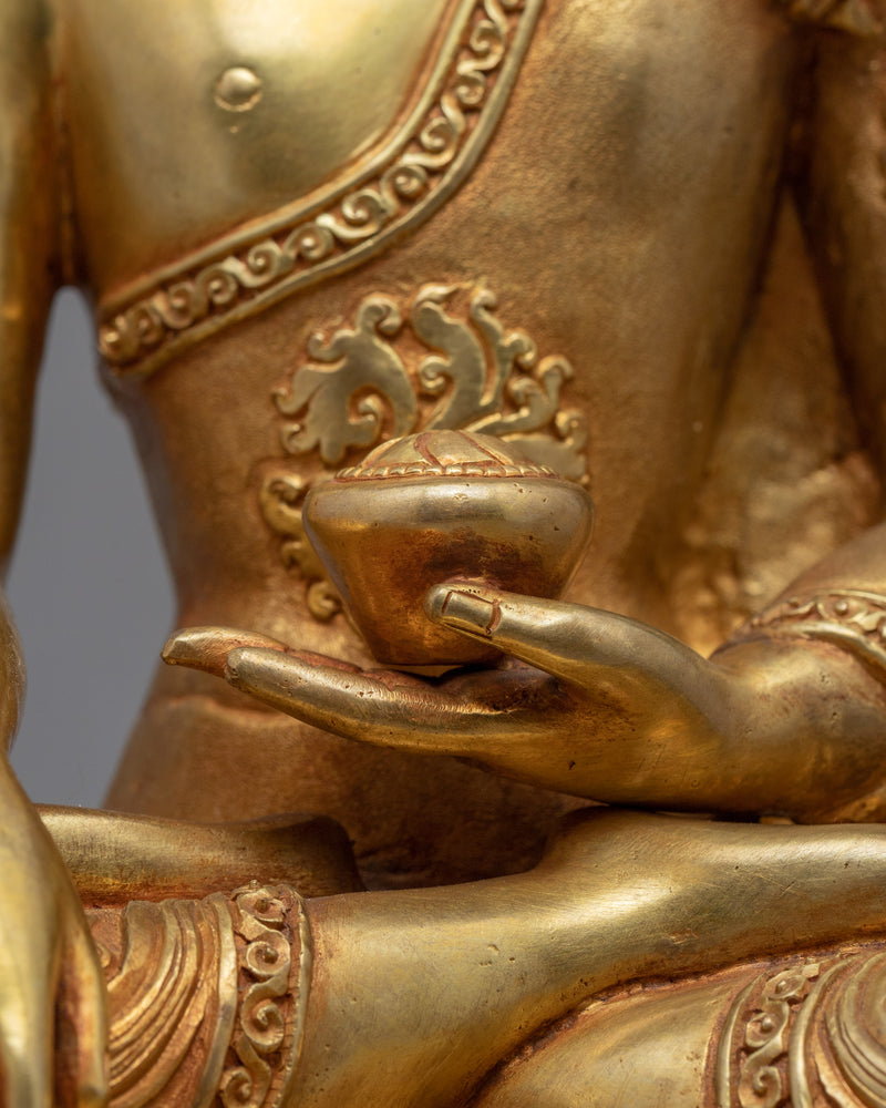 Nepal Buddha Sculpture | Gold Gilded Statue For Meditation