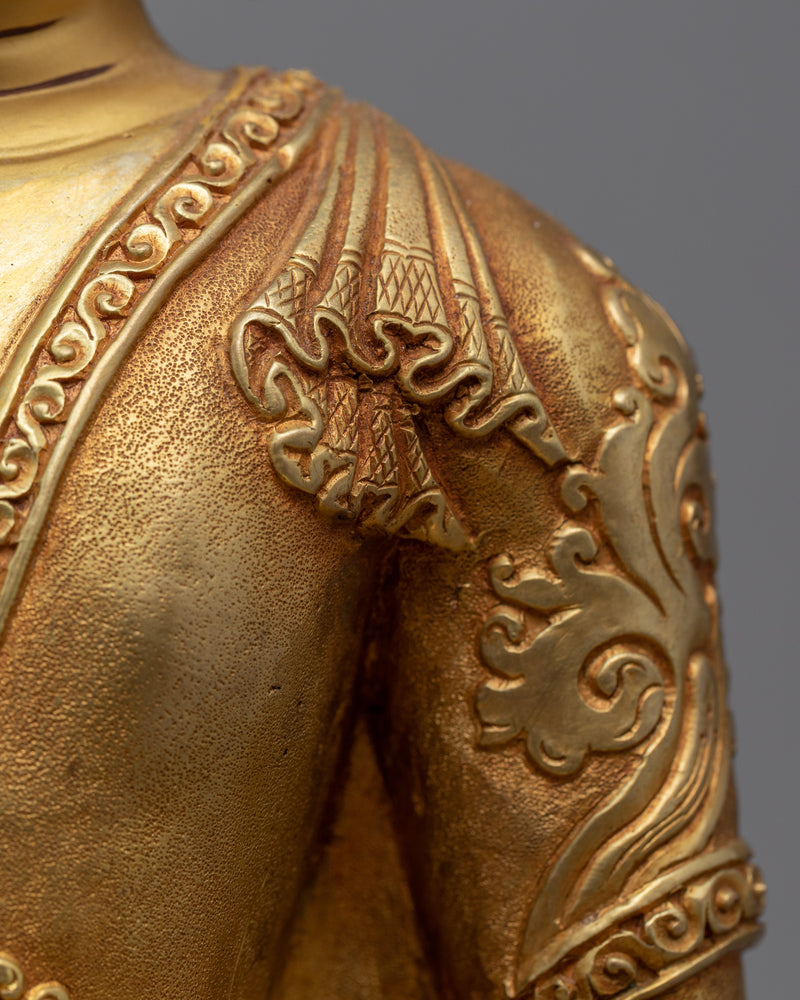 Nepal Buddha Sculpture | Gold Gilded Statue For Meditation