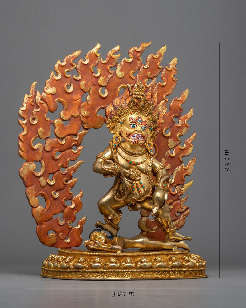 Gold Gilded Statue For Black Jambhala Practice | Traditional Himalayan Art