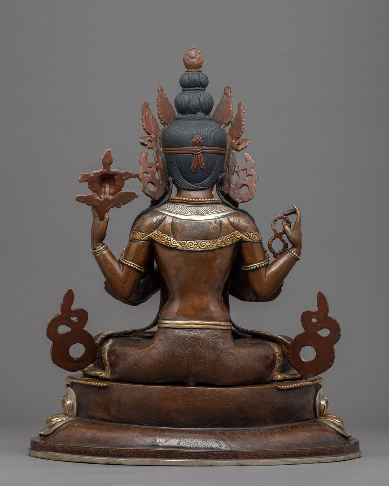 Avalokiteshvara Buddha Sculpture | Chenrezig The Bodhisattva Gold Gilded Statue