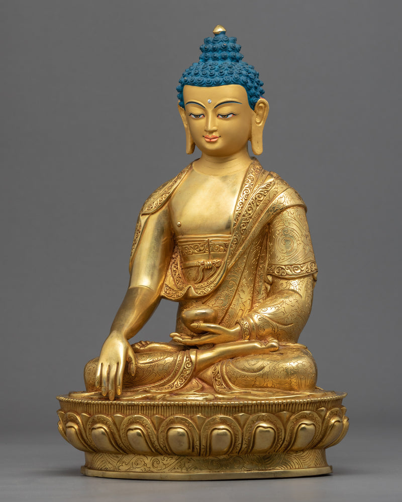 Sri Siddhartha Gautama Buddha Statue | Tibetan Art Plated with Gold