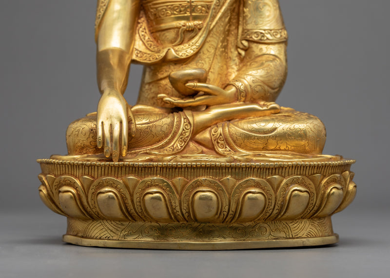 Sri Siddhartha Gautama Buddha Statue | Tibetan Art Plated with Gold