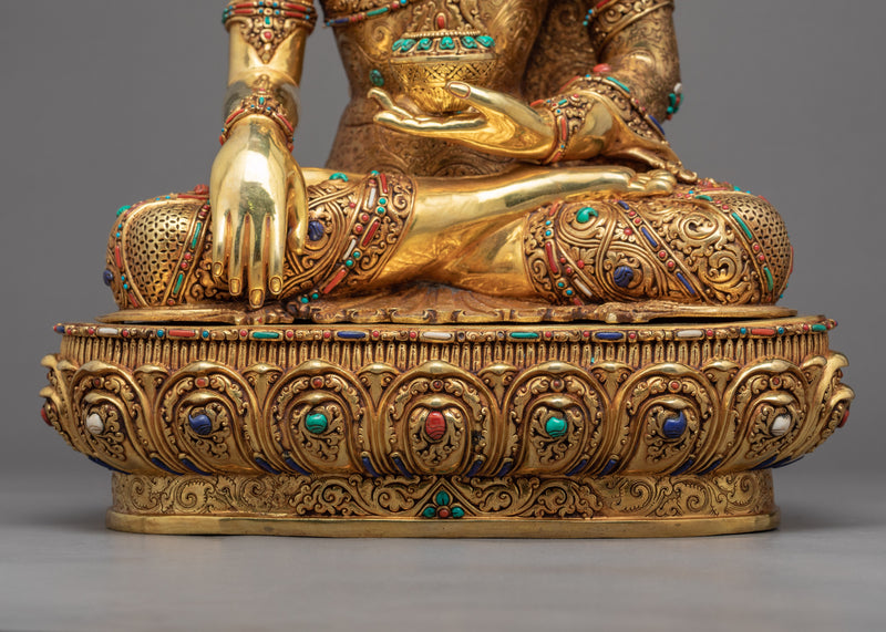 Antique Tibetan Buddha Sculpture | Crowned Shakyamuni Buddha Statue