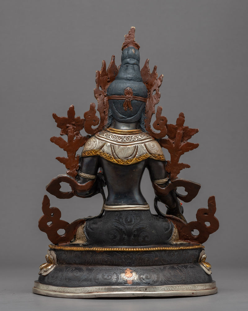 White Tara Female Buddha Statue | Tibetan Tara Art Plated with Gold