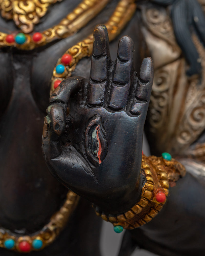 White Tara Female Buddha Statue | Tibetan Tara Art Plated with Gold