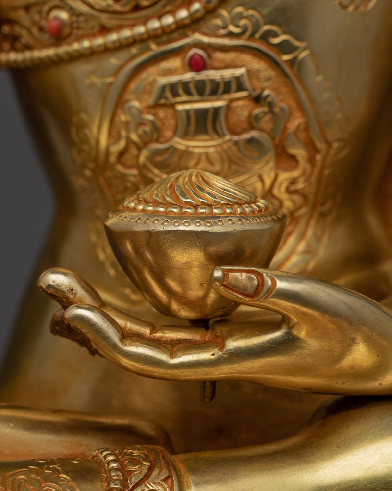 Traditional Seated Buddha Sculpture | Gold Gilded Statue For Meditation