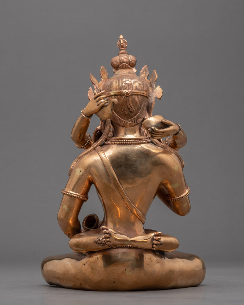 Vajrasattva and Consort Statue | Gold Gilded Statue For Meditation