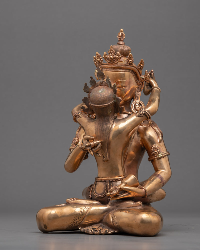 Vajrasattva and Consort Statue | Gold Gilded Statue For Meditation