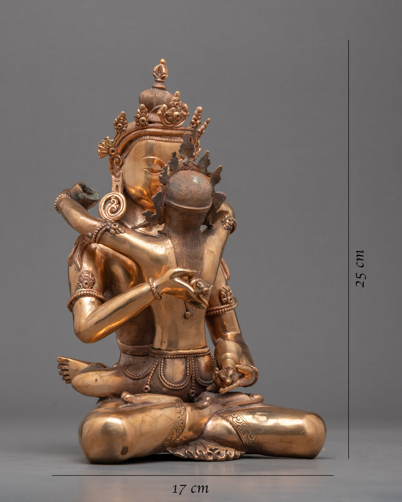 Vajrasattva and Consort Statue | Gold Gilded Statue For Meditation