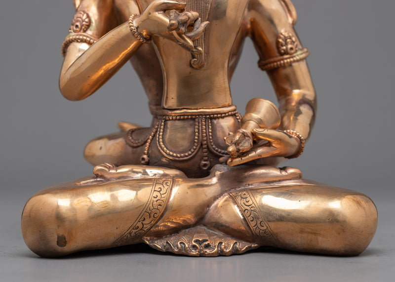 Vajrasattva and Consort Statue | Gold Gilded Statue For Meditation