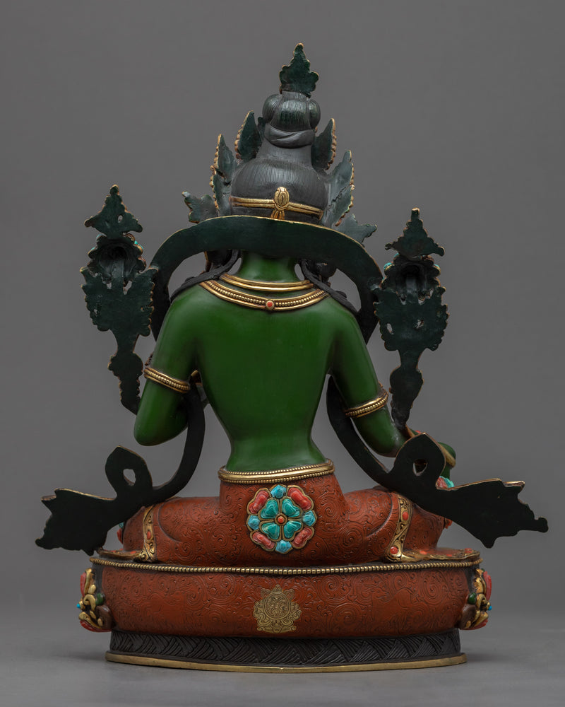 Green Tara Chant Statue | Buddhist Deity Figurine For Ritual