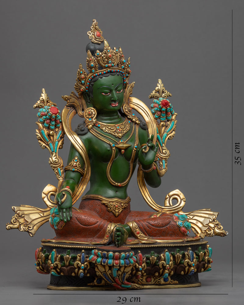 Green Tara Chant Statue | Buddhist Deity Figurine For Ritual