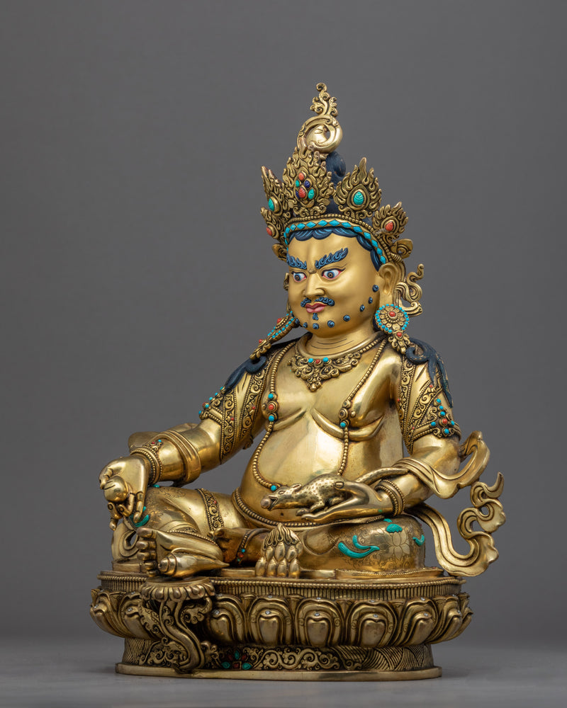 Yellow Jambhala Offerings Statue | Traditional Deity Of Wealth Sculpture