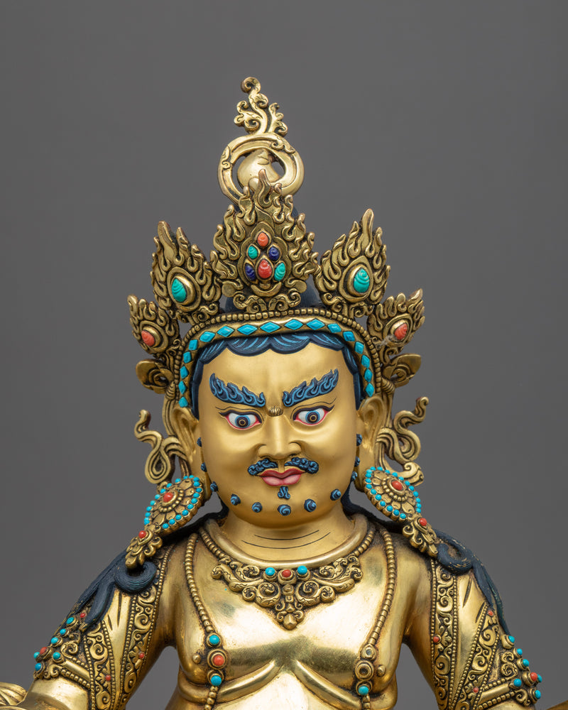 Yellow Jambhala Offerings Statue | Traditional Deity Of Wealth Sculpture