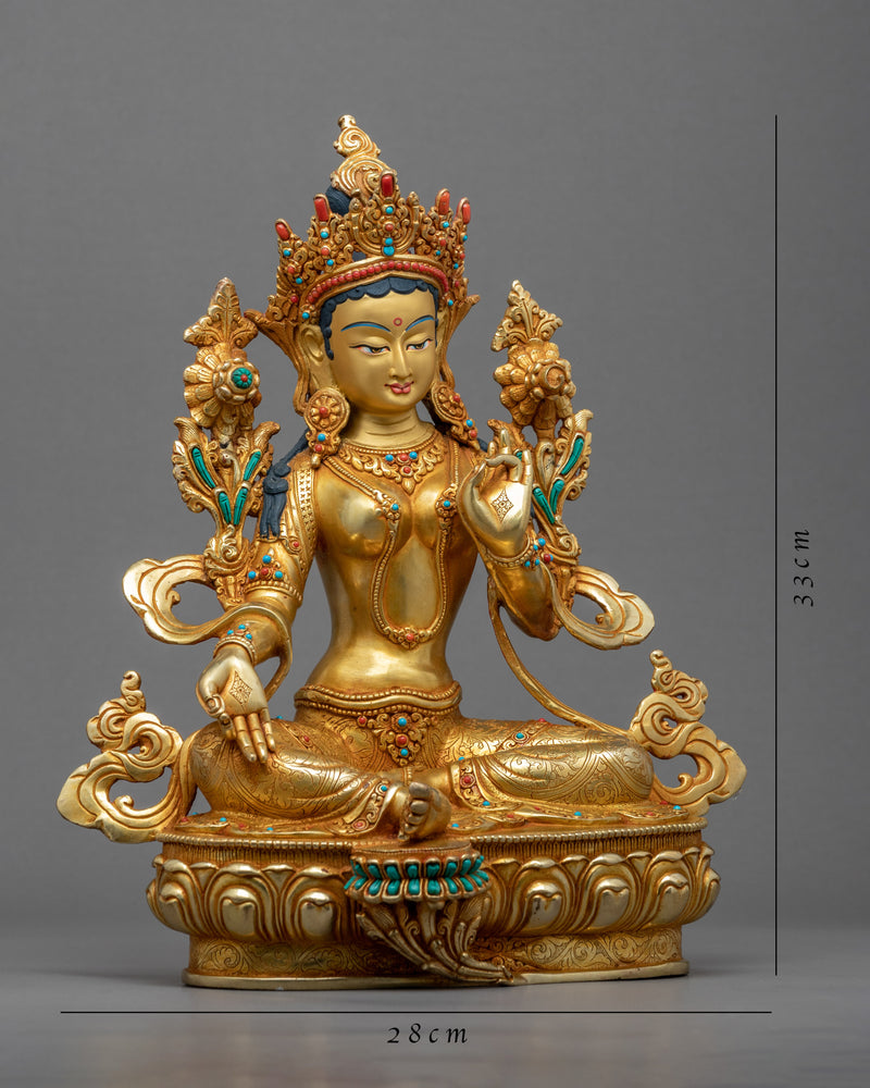 Green Tara Buddha Art Sculpture | Tibetan Sgrol-ljang Artwork