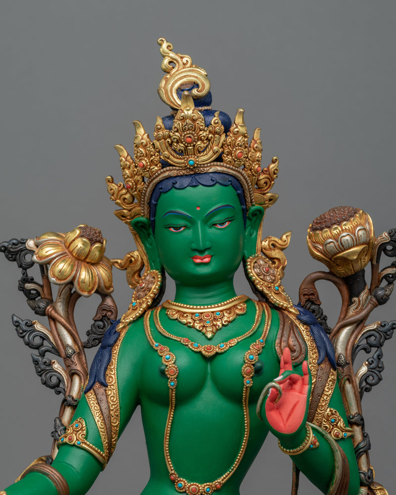 Noble Tara Sculpture | Traditionally Hand-Carved Green Tara Statue