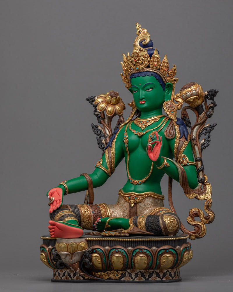 Noble Tara Sculpture | Traditionally Hand-Carved Green Tara Statue