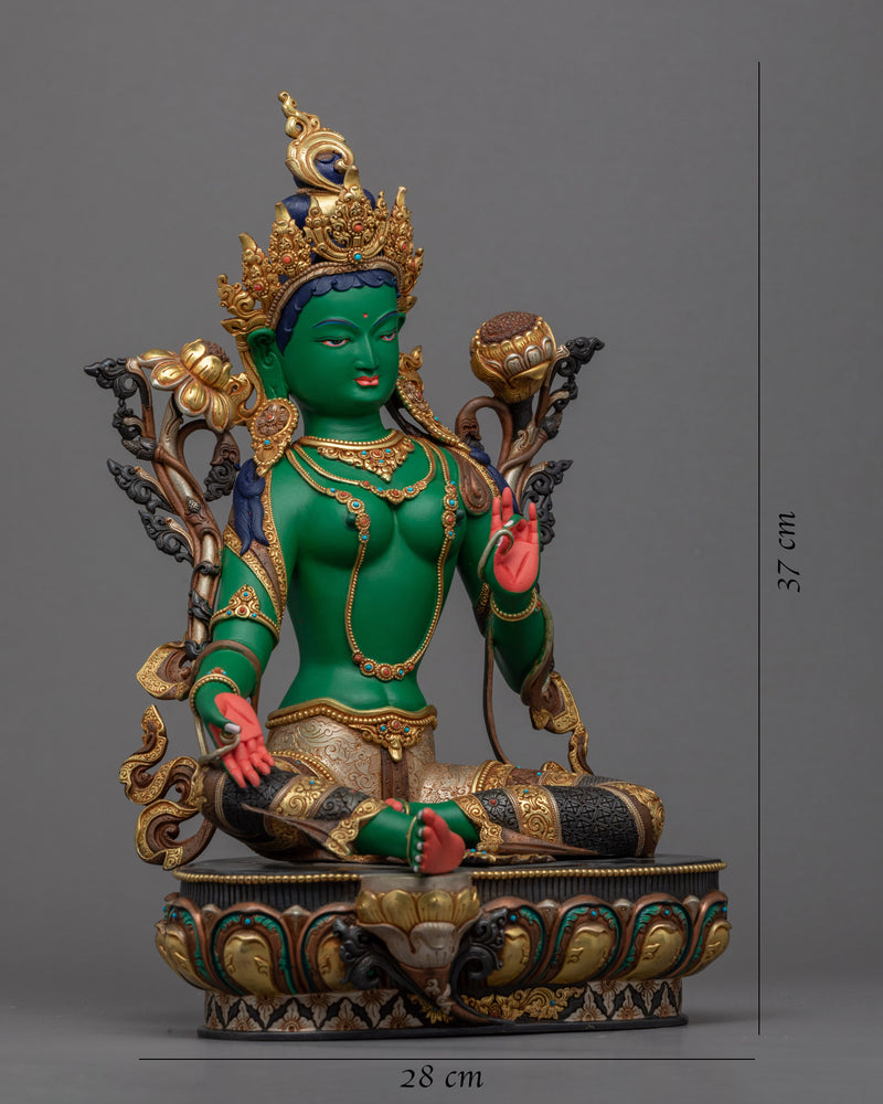 Noble Tara Sculpture | Traditionally Hand-Carved Green Tara Statue