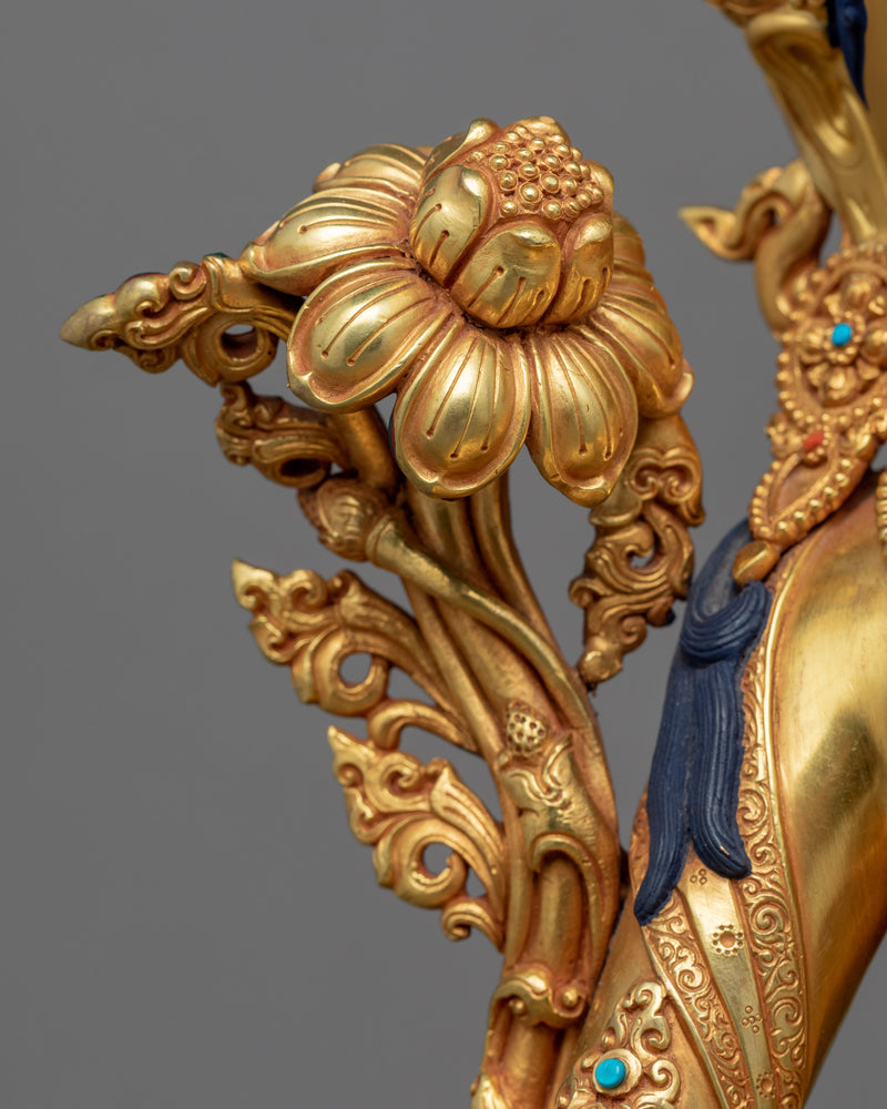 Gold Gilded Mother Tara Sculpture | Himalayan Female Buddha Statue