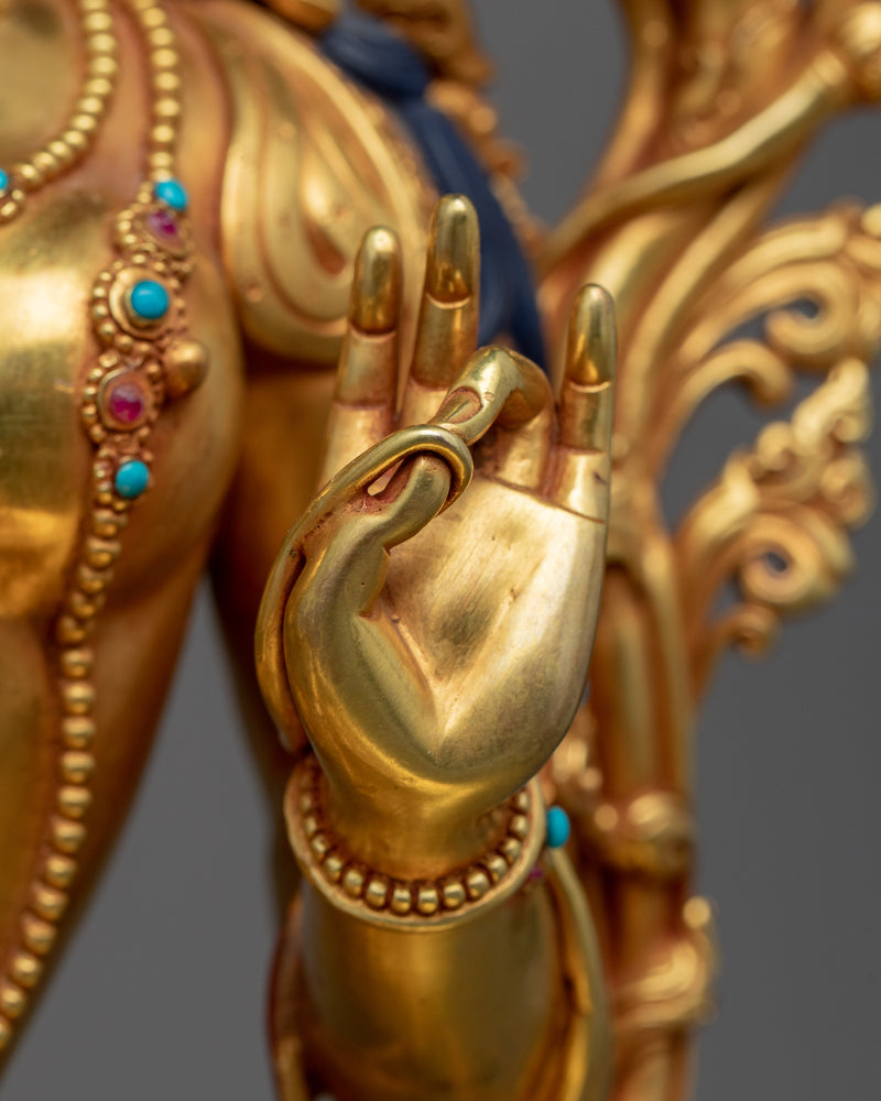 Gold Gilded Mother Tara Sculpture | Himalayan Female Buddha Statue