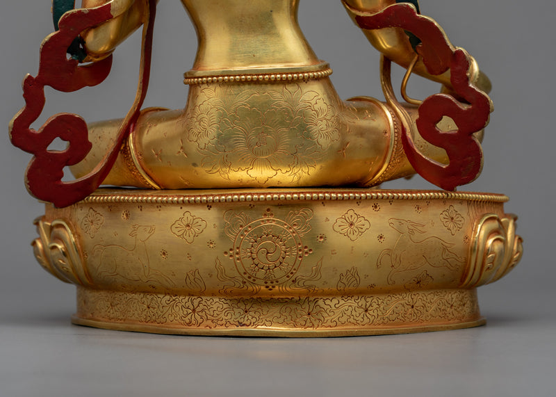 Gold Gilded Mother Tara Sculpture | Himalayan Female Buddha Statue