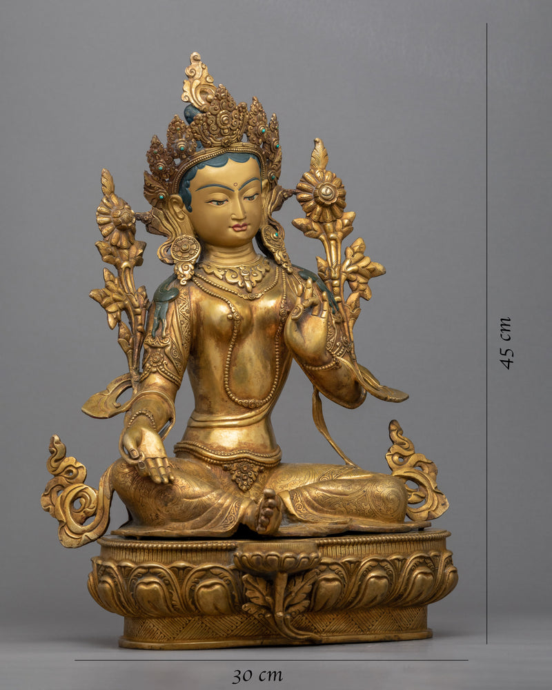 Green Tara Guided Meditation Sculpture | Tibetan Handcrafted Art