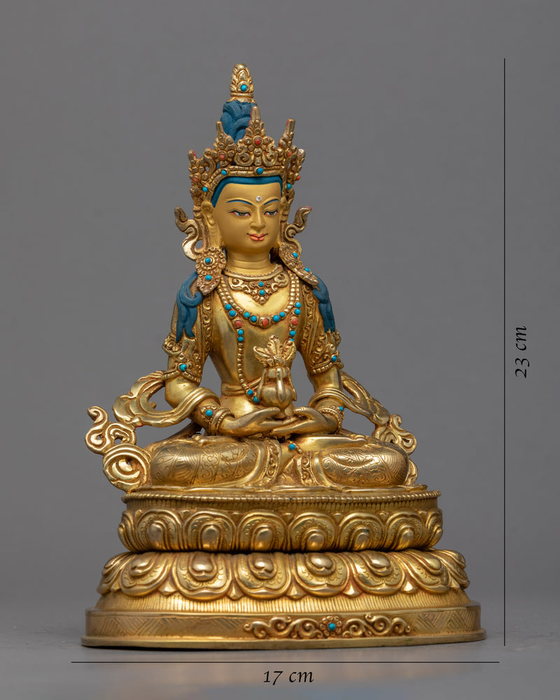 Amitayus Hayagriva Statue | Bodhisattva Amitayus Gold Gilded Sculpture