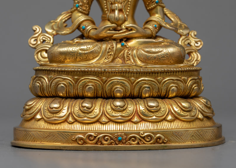 Amitayus Hayagriva Statue | Bodhisattva Amitayus Gold Gilded Sculpture