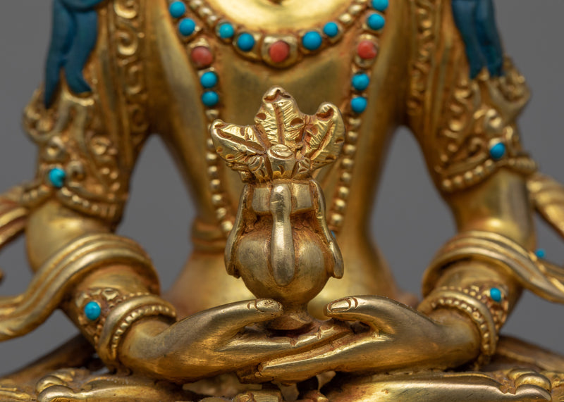 Amitayus Hayagriva Statue | Bodhisattva Amitayus Gold Gilded Sculpture